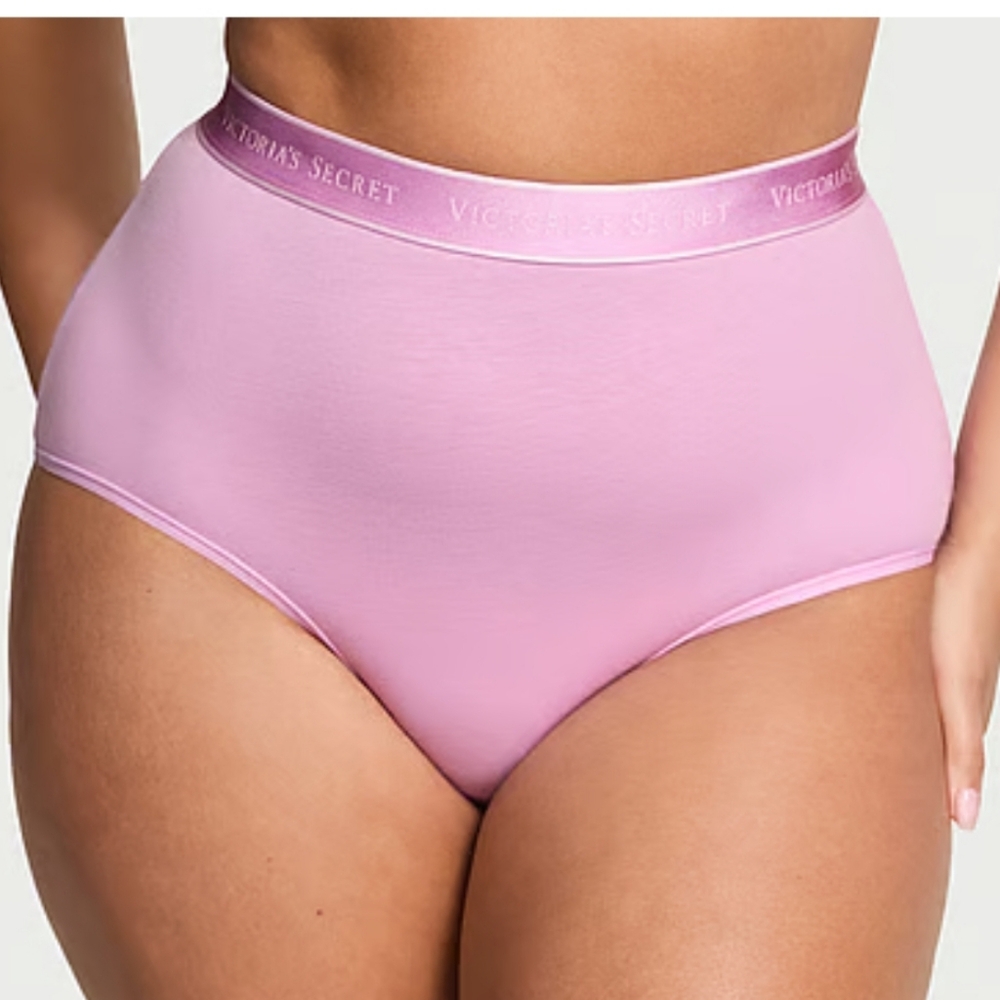💝(3)NWT Victoria's Secret Cotton Logo Modern Brief Panty Medium Pink